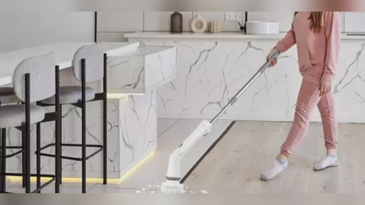 1Set Electric Spin Scrubber Cordless Rechargeable Telescopic Cleaning Brush 6 Replaceable Heads 2 Speed Adjustable Extension Arm Bathroom Tub Tile Floor
